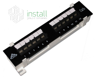 install Коммутационная панель Install, 10" неэкранированная, 1U, 12 портов, cat.5e, горизонтальная заделка 34009